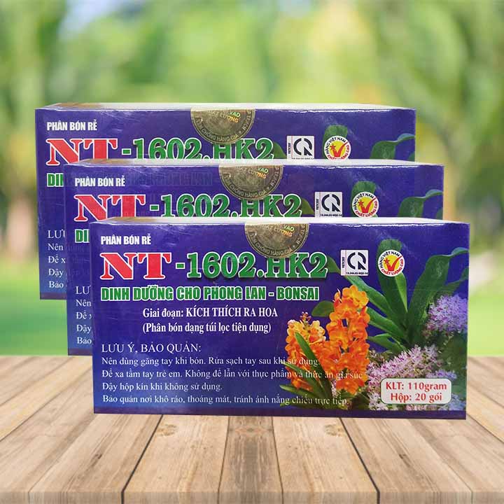 Phân bón HVP tan chậm 1602-HK1-HK2-HK3 (hộp 20 túi) dạng túi lọc, cung cấp dinh dưỡng cho phong lan, hoa kiểng