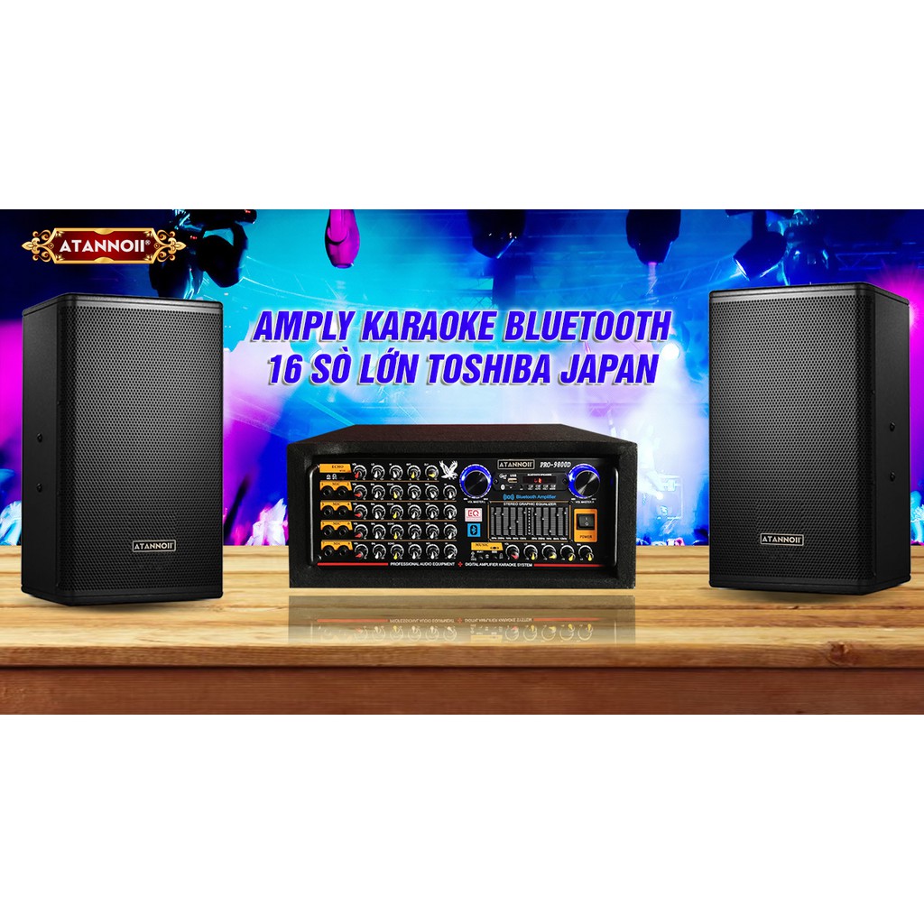 Ampli karaoke 16 sò Lớn, Amply Bluetooth nghe nhạc Gia Đình Sân Khấu Hội Trường ATANNOII PRO - 9800D Tích Hợp Equalizer