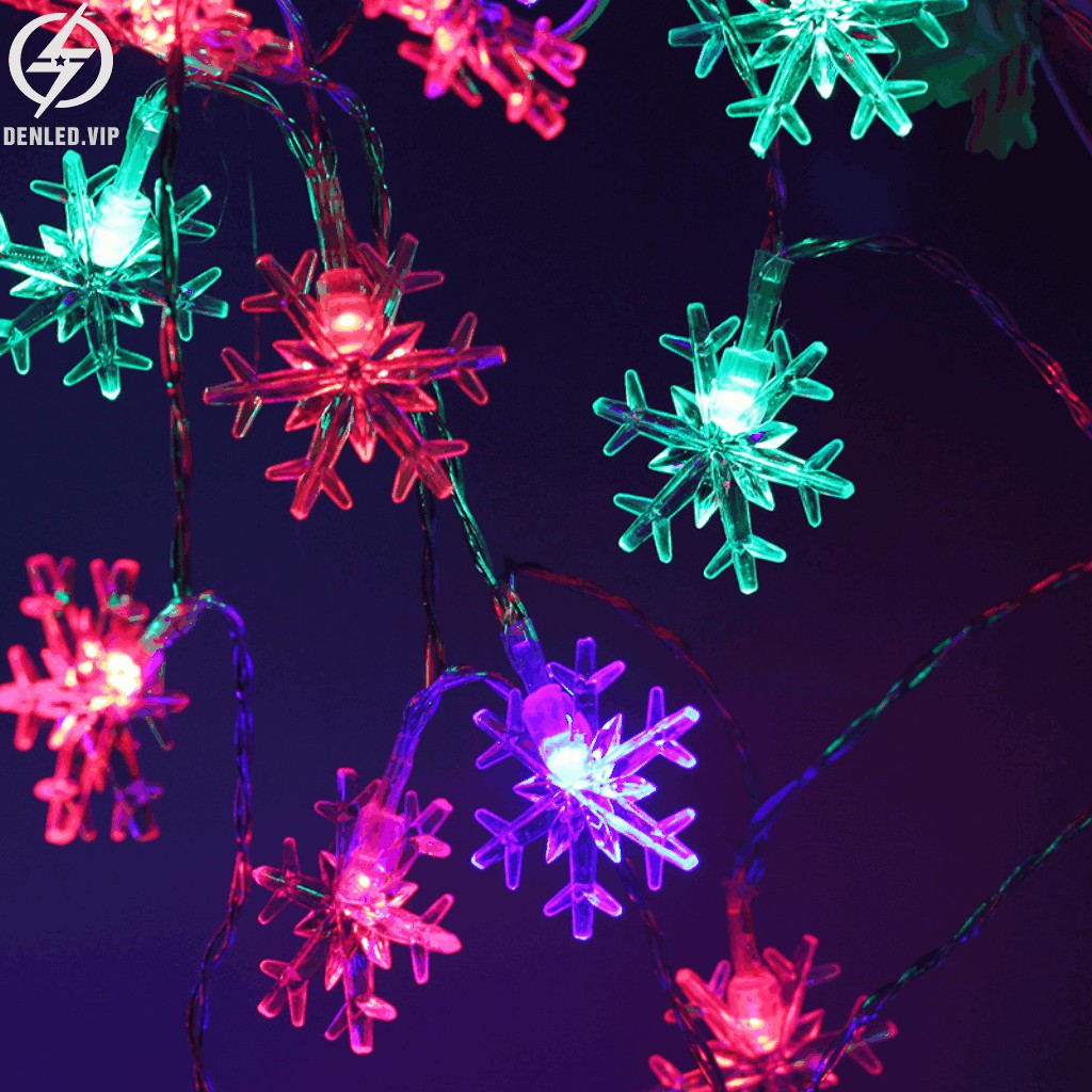 Đèn trang trí Noel, Tết, quán cafe nhấp nháy hình bông tuyết