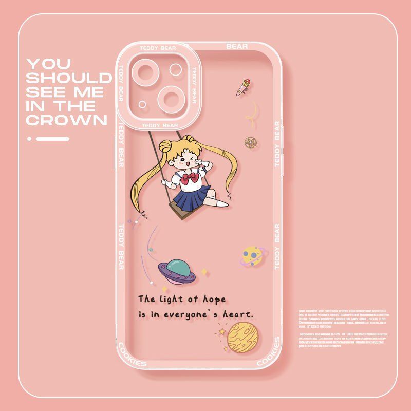 Sailor Moon Ốp Điện Thoại TPU Trong Suốt In Hình Thủy Thủ Mặt Trăng Cho iPhone 14 Pro Max 13 12 Mini 11 XS XR X 8 7 Plus 6S 6 SE