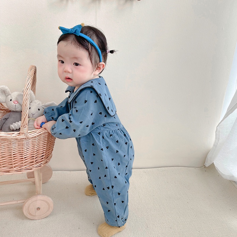 Áo liền quần dài in họa tiết trái tim thời trang dành cho trẻ em