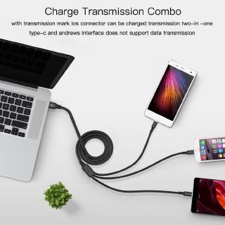 Cáp sạc pin 3 trong 1 đa năng chuẩn Type-C Micro USB cho Android IOS