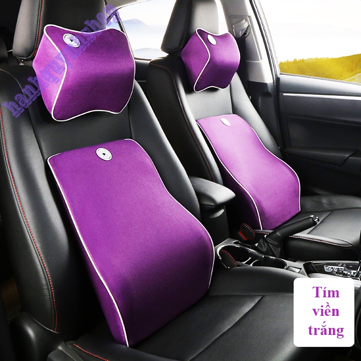 Combo tựa đầu và tựa lưng cao su non cao cấp dành cho  Ô Tô xe hơi