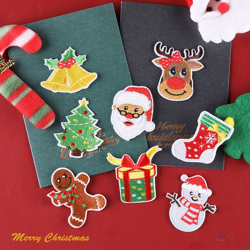 1 miếng dán quần áo hình ông già noel/người bánh gừng/người sắt DIY