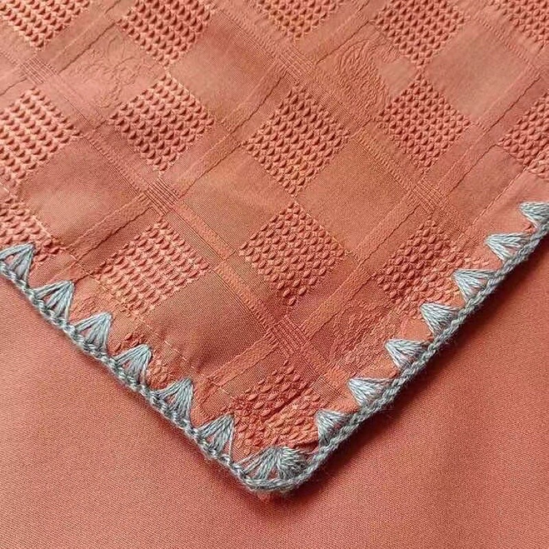 Chăn ga gối Cotton dệt ô vuông viền hoạ tiết SHOP vũ thị thơm