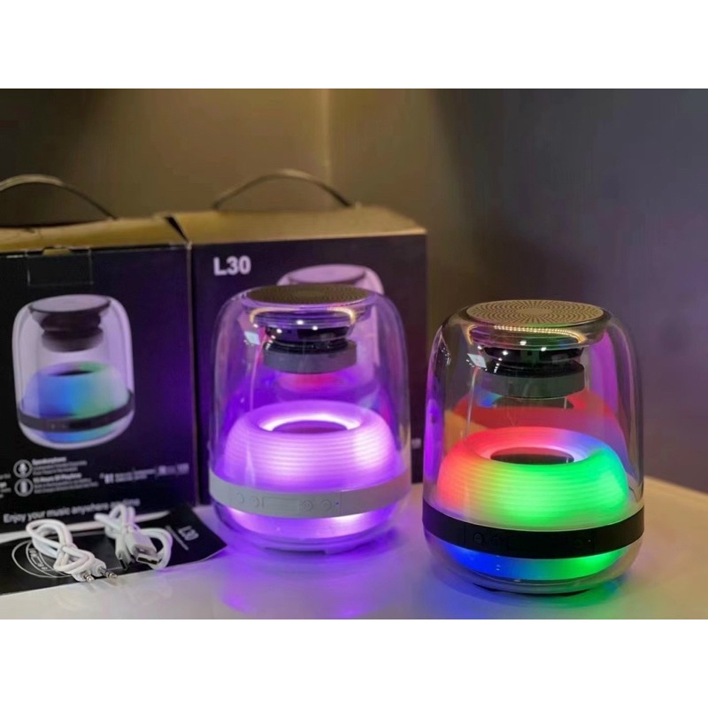 Loa Bluetooth L30, Loa Bluetooth Mini Có Đèn LED Theo Âm Nhạc, Âm Thanh vòm 6D 10W, Pin Cực Khoẻ Thiết Kế Cực Đẹp