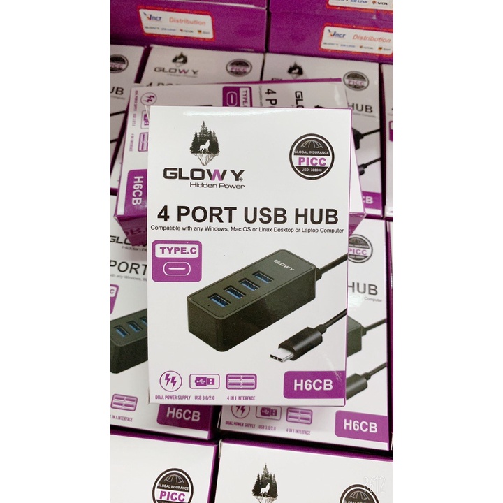 HUB H6CB - TypeC chia cổng USB - Sản phấm chính hãng Gloway - Bảo hành 2 năm !!!