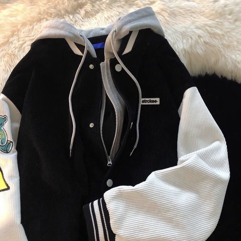 ÁO BOMBER NHUNG PHỐI MŨ NỈ THÊU GẤU ( AK09) | BigBuy360 - bigbuy360.vn