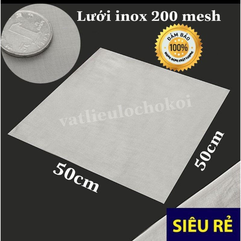 Lưới lọc inox 304 ko rỉ 200 mesh, Vật liệu lọc hồ cá