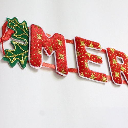 Bộ dây chữ nhung cỡ lớn Merry Christmas trang trí giáng sinh dài 4m, 5m