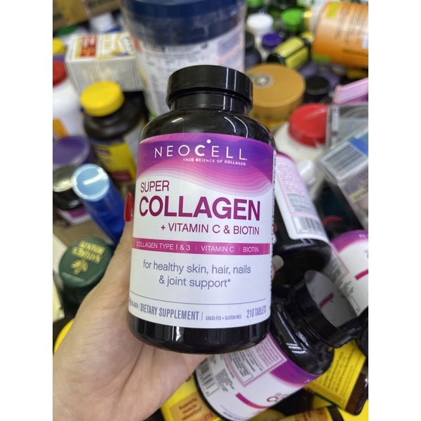 Biotin Super Collagen + biotin chai 360 viên hãng Neocell của Mỹ. Collagen đẹp da nổi tiếng của Mỹ