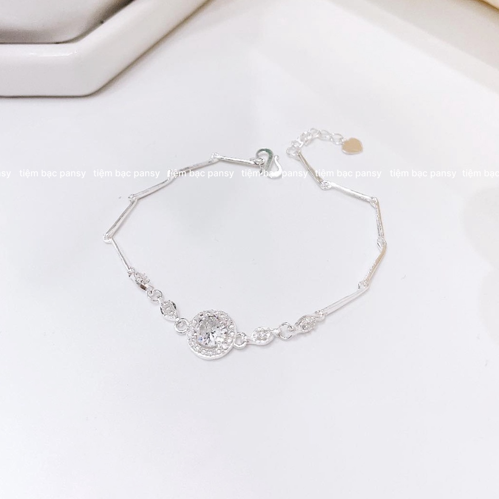 Lắc tay bạc PANSY, vòng tay nữ hình tròn nạm đá bạc 925 cao cấp