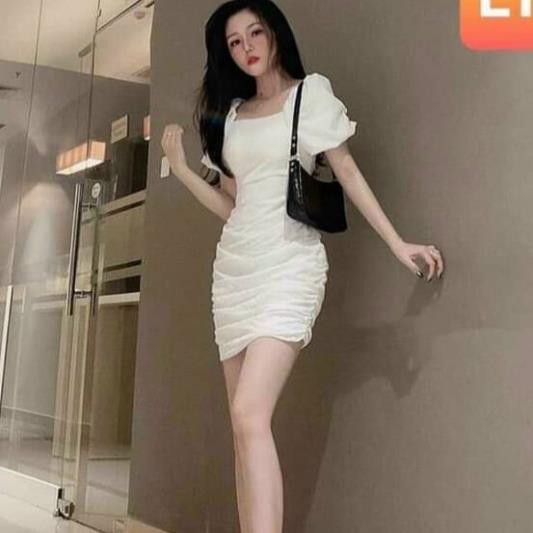Váy đầm nữ body đan dây lưng nhún hông HT06 | BigBuy360 - bigbuy360.vn