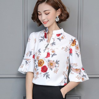 Áo sơ mi hoạ tiết hoa in nữ tính cho phái nữ