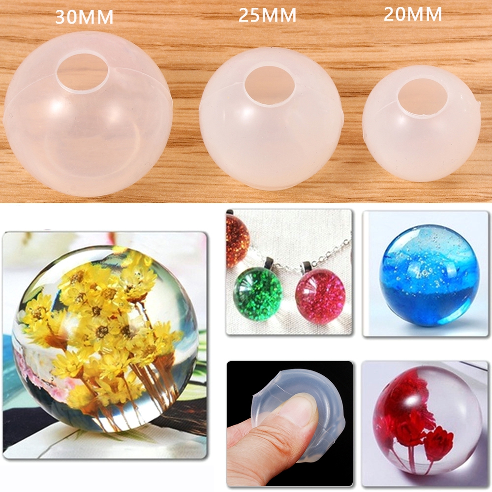 Set 1/3 khuôn đổ epoxy resin dùng làm trang sức hình quả cầu trong suốt