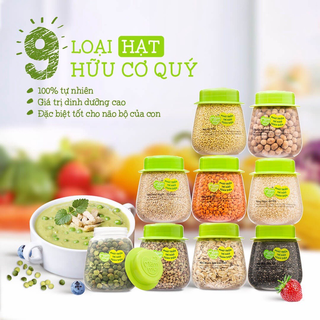 (Set ăn dặm) 9 Loại Hạt Quý Và 5 loại Nui Hữu Cơ Cho Bé Ăn Dặm Dinh Dưỡng Nhập Khẩu Chính Hãng Mămmy