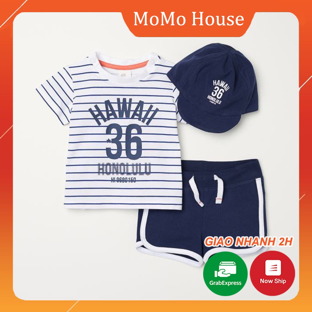 Set Bé Trai Kèm Mũ Chất Cotton Hawaii