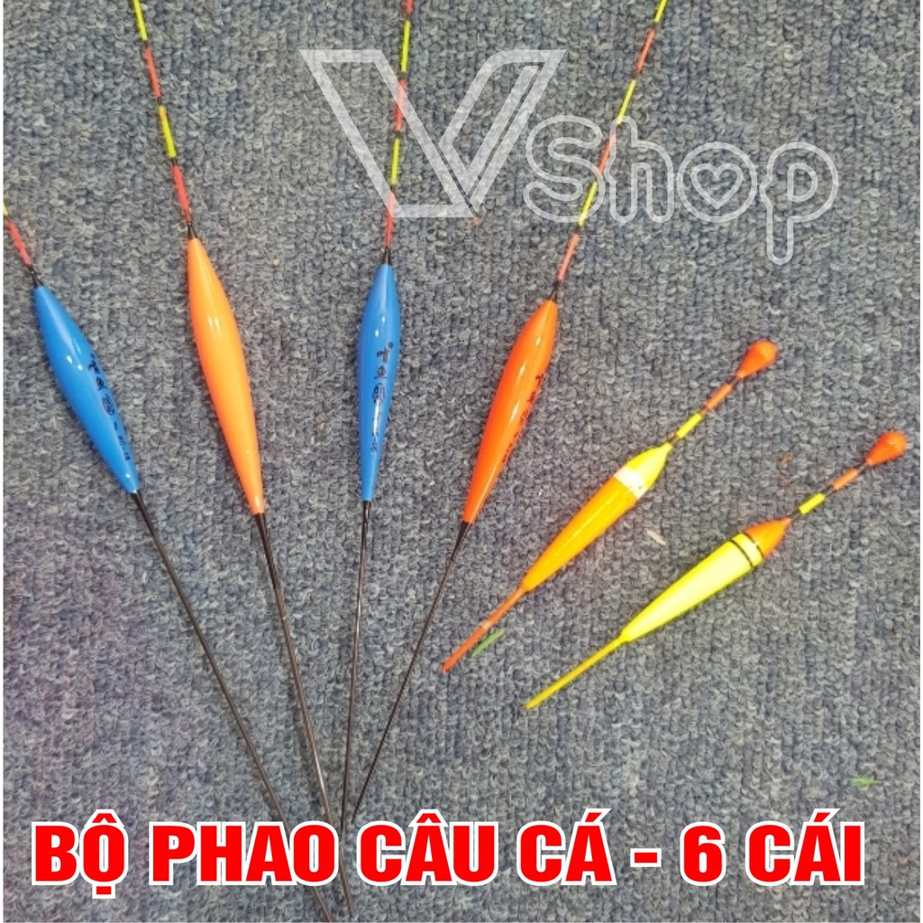 Bộ phao câu cá, 6 cái, chất lượng, sức nổi tốt, độ bền cao.