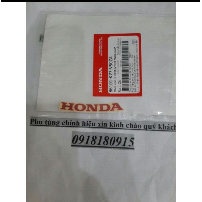 Tem chữ honda tem mặt lạ 65mm đỏ đen trắng chính hãng honda