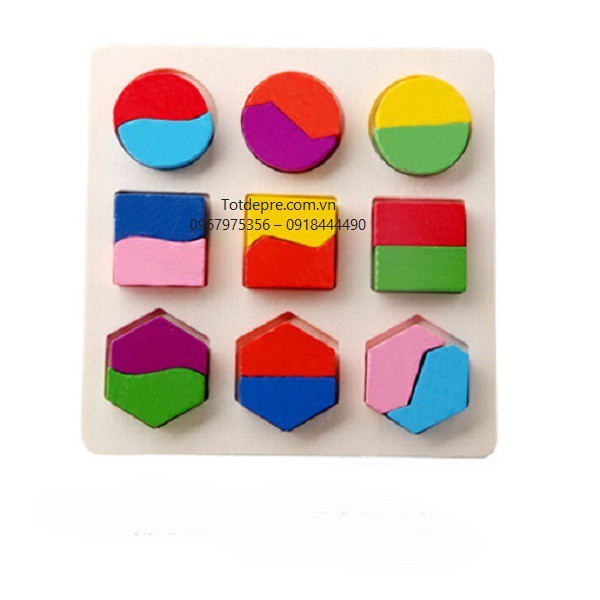 Đồ chơi gỗ giáo cụ Montessori combo 3 bảng lắp ghép hình khôi