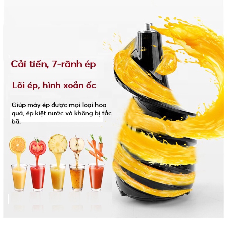 Máy ép chậm đa năng NINESHIELD KBF8B công suất 150W, vắt kiệt bã rau củ quả, dễ vệ sinh