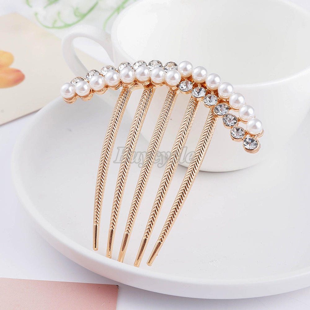 Lược Cài Tóc Đính Đá Và Ngọc Trai Nhân Tạo Thời Trang