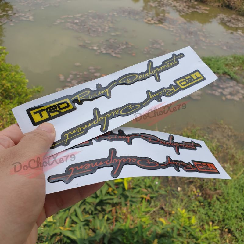1 Cặp tem nổi chữ TRD Racing Đevelopment dán trang trí phuộc gắp hông xe máy
