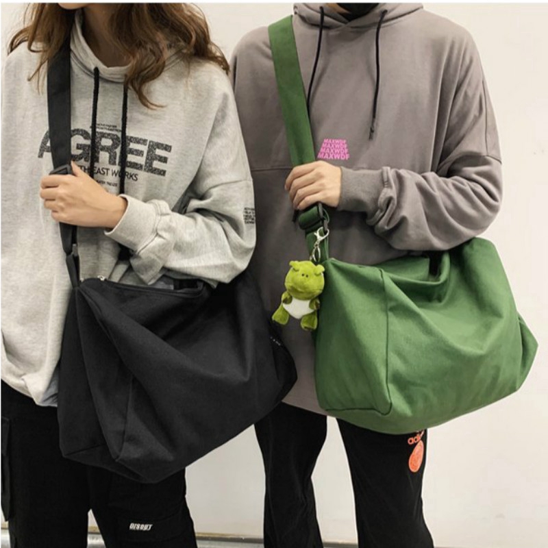 Túi Đeo Chéo Canvas Ngăn Chứa Rộng Phong Cách Hàn Quốc Cho Nam
