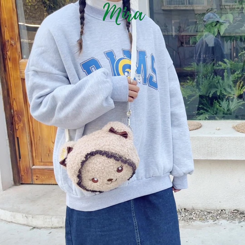 Túi Đeo Chéo Cho Bé Hình Gấu Nâu Phủ Lông Dễ Thương Cute Cho Nữ Phong Cách Ulzzang Hàn Quốc MIRA-TV58609