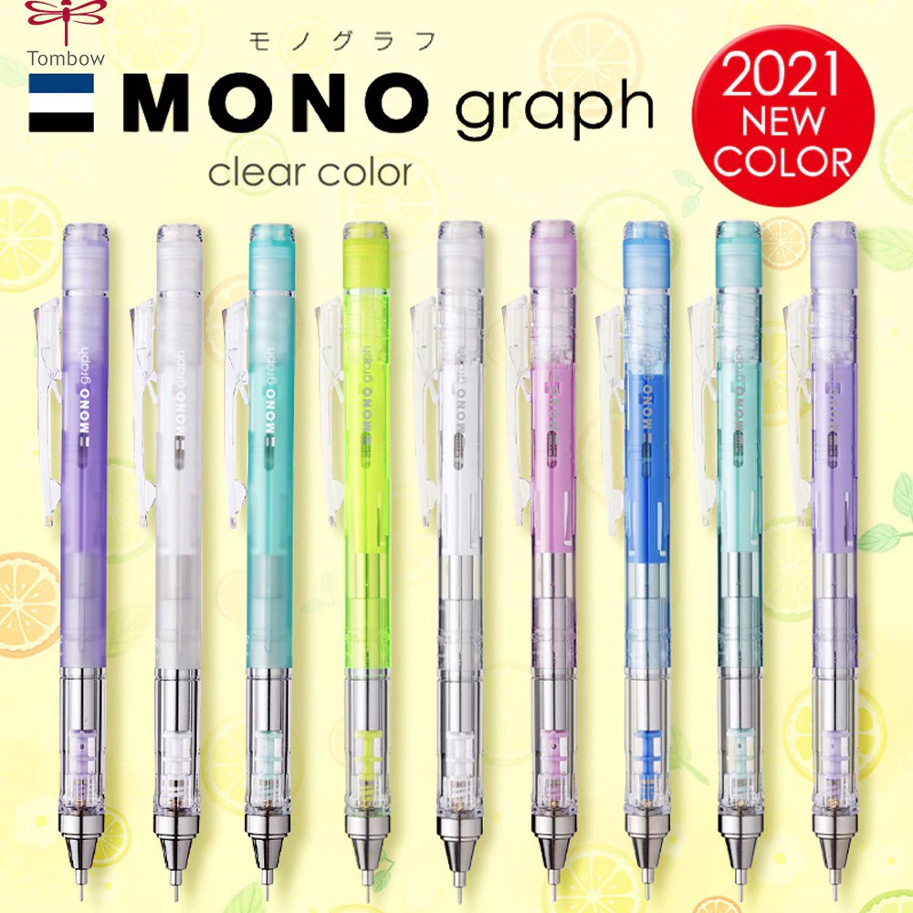 Bút chì bấm kim lắc đẩy ngòi Tombow Mono Graph Shaker Mechanical Pencil – 0.5mm – Vỏ xanh dương (Clear Blue)