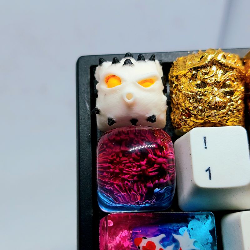 Keycap resin Fugu clone tone trắng ngà trang trí bàn phím cơ gaming