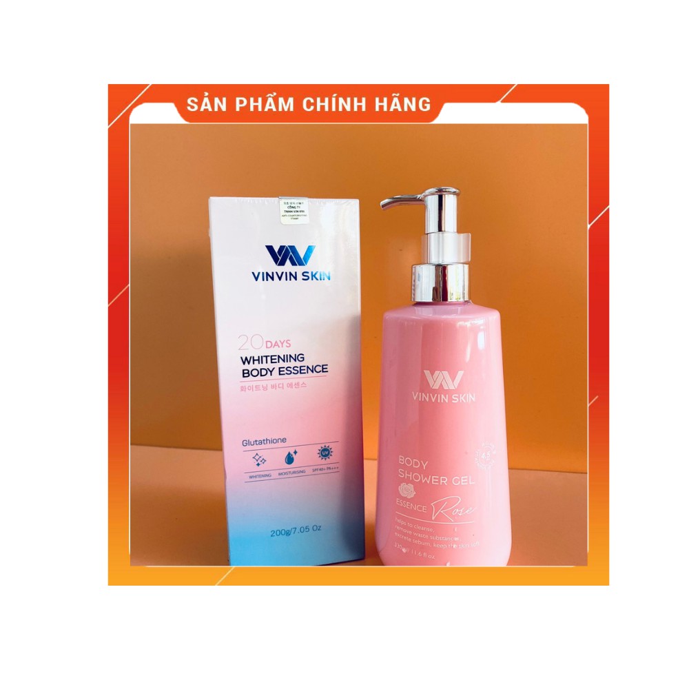 ( Chính hãng)SỮA TẮM DƯỠNG TRẮNG DA HÀN QUỐC CHIẾT XUẤT HOA HỒNG - VINVIN SKIN TRẮNG HỒNG TỪ BÊN TRONG, NGĂN NGỪA LÃO HÓ