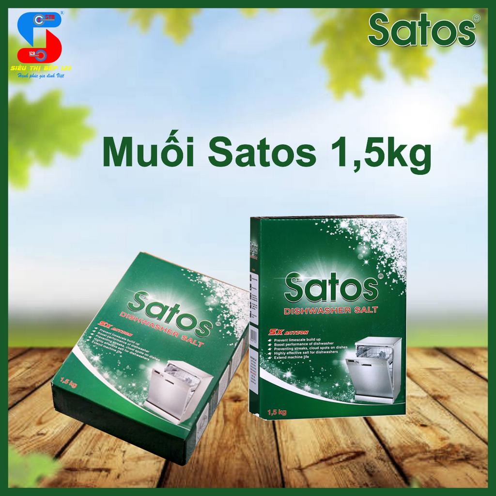 2 Hộp Muối Rửa Bát Satos 1.5kg Chống Bám Căn Canxi Cho Máy Rửa Chén Bát
