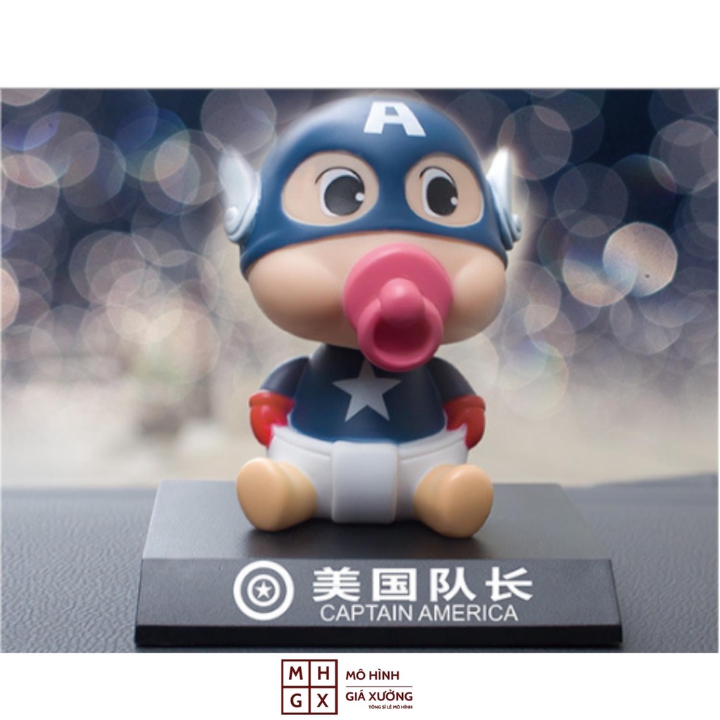 Mô Hình Lắc Đầu Captain baby Avengers - Trang Trí xe hơi - Trang trí bàn học - Bàn làm Việc - Quà Tặng