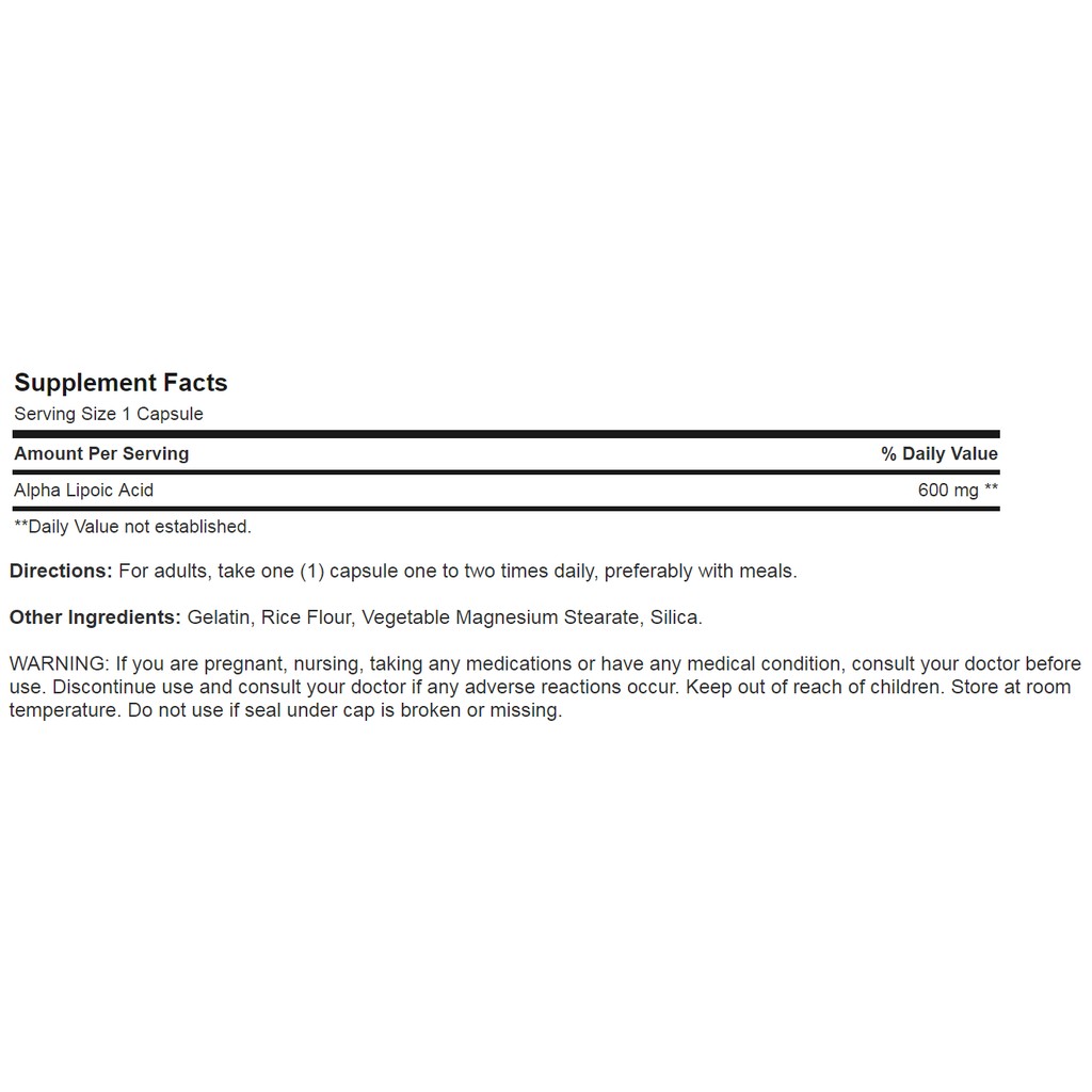 [CHÍNH HÃNG] Chống lão hóa, trẻ hóa bề mặt, ngừa tàn nhang làm sáng da - Alpha lipoic acid 300mg 60 viên Puritan’s Pride | BigBuy360 - bigbuy360.vn