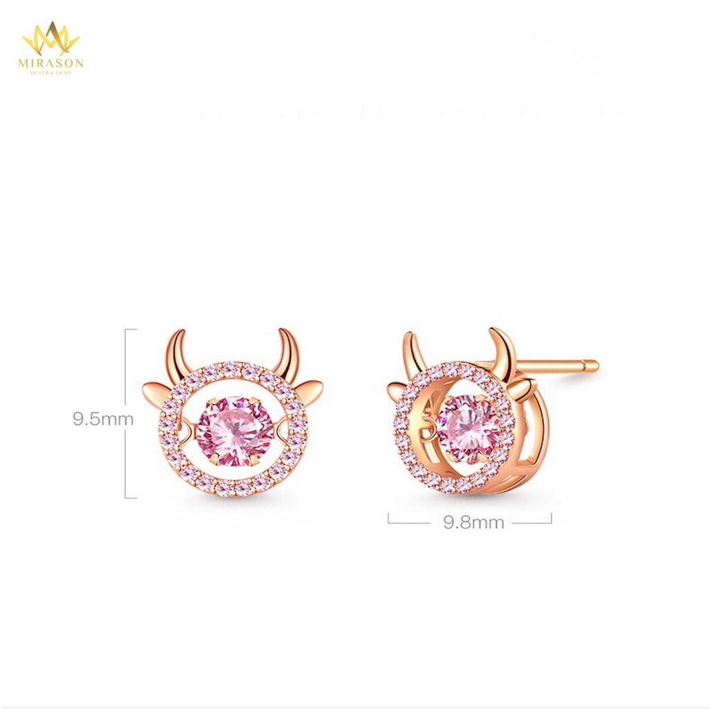 Khuyên Tai Bạc Nữ MIRASON Bò Hồng Có Sừng Dễ Thương MBT221 - Bông Tai Nữ Bạc 925 Cao Cấp