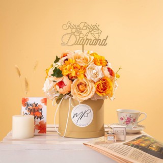 Lẵng hoa lụa tròn Lava Sparkle