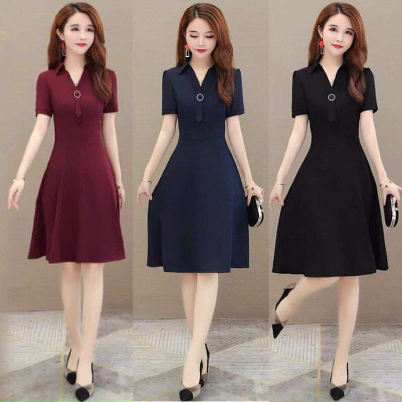 🍒Đầm sơmi công sở (Free/big size XL, 2XL)
