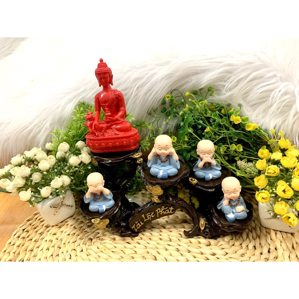 Full Set Phật Tổ và các đệ tử La Hán tọa đế Tài Lộc Phát (Hình Thật)