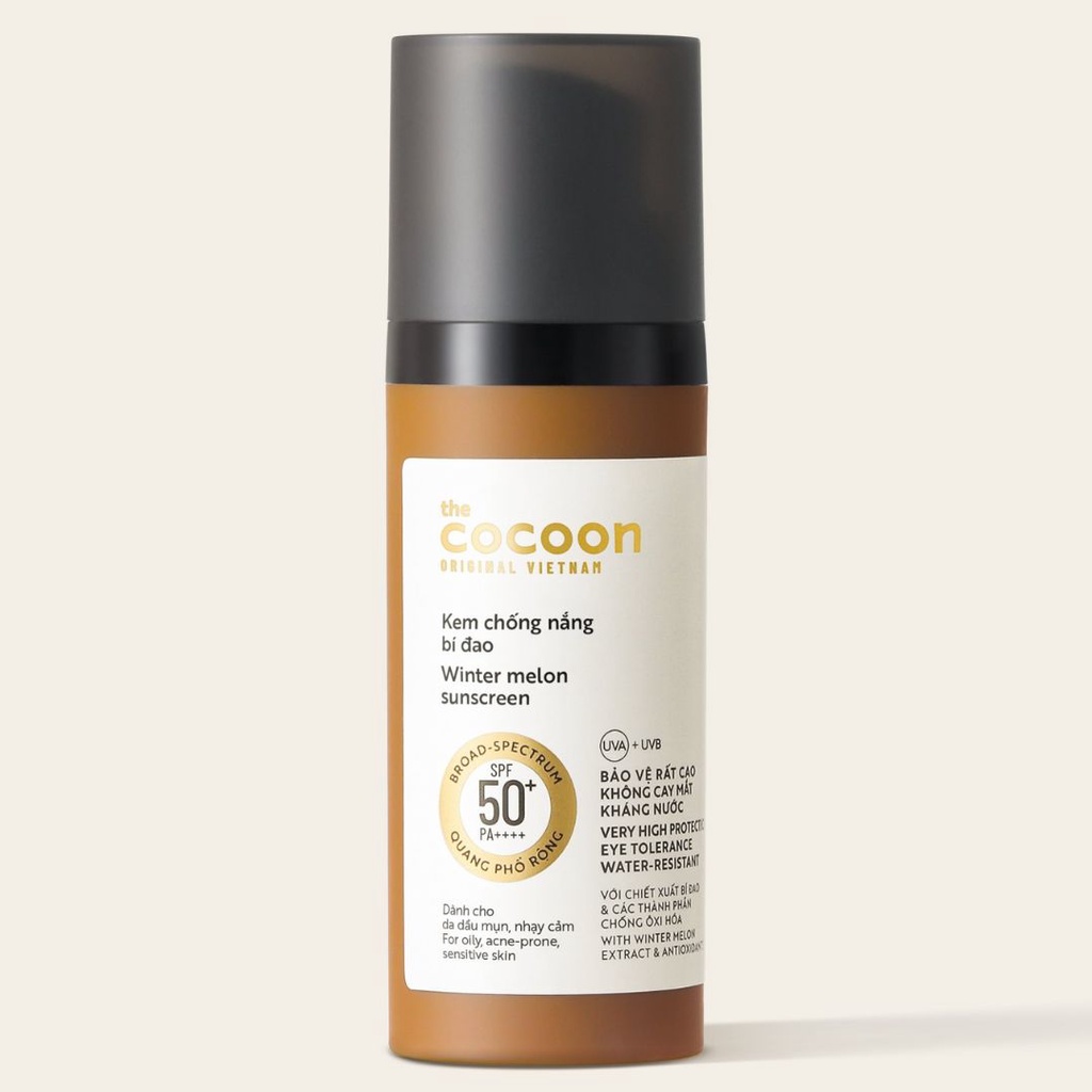 Kem Chống Nắng Cocoon Bí Đao Quang Phổ Rộng Winter Melon Suncreen SPF50+ PA ++++ 50ml - Khongcoson