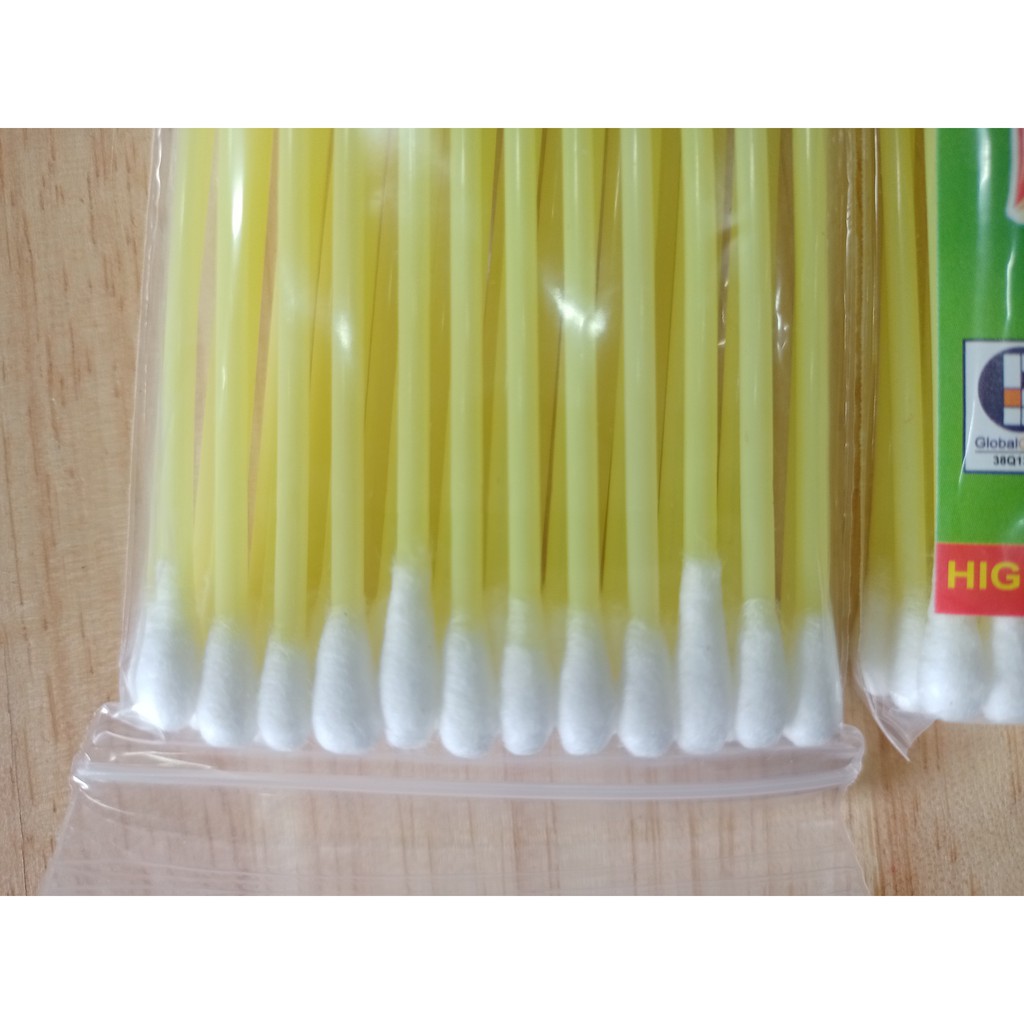 1 gói nhỏ Bông tăm thân nhựa mềm, bông tăm xe chặc, độ to vừa để sử dụng