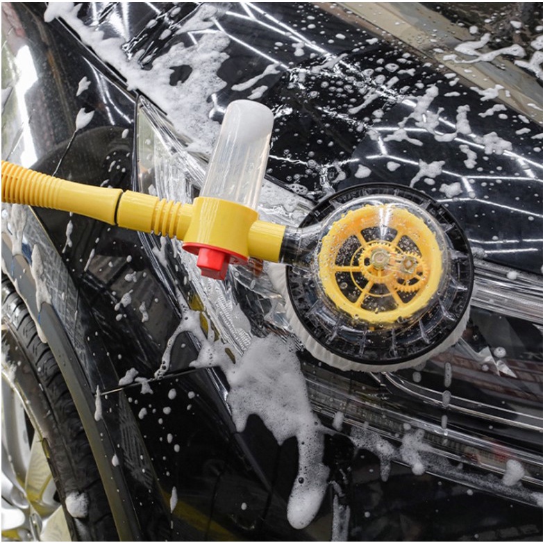 Chổi tự rửa xe ô tô, gậy (cây) tự rửa xe hơi, Dụng cụ tự rửa xe tại nhà kết hợp bàn chải xoay 360