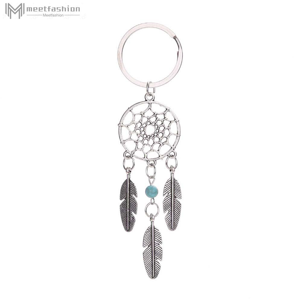 Móc Khóa Hình Dreamcatcher Phối Lông Vũ Phong Cách Boho