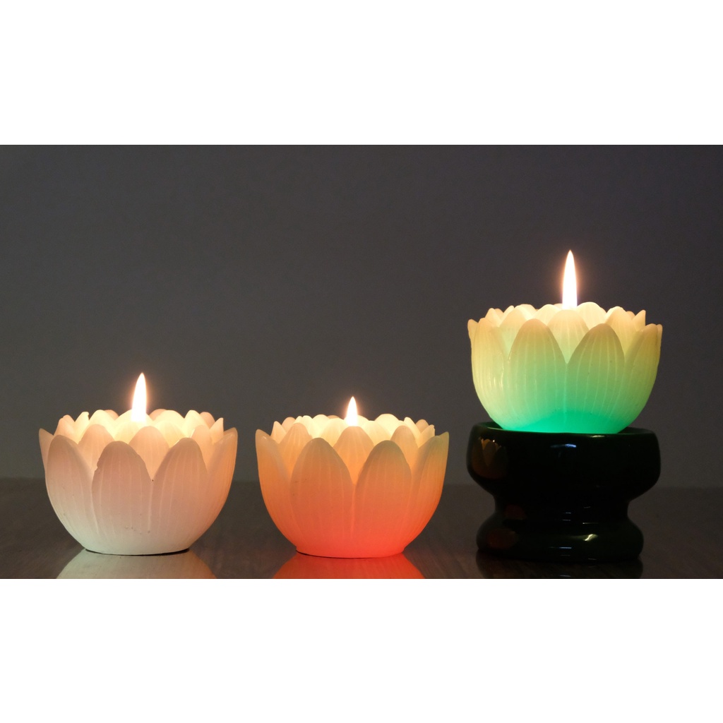 Nến thơm hoa sen đổi màu đèn LED Miss Candle FTRAMART MIC5289 (Hồng nhạt)