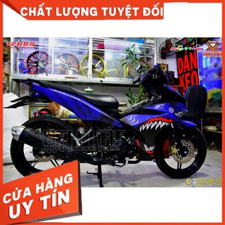 Tem Trùm Xe Exciter 150 Xanh Đen Cá Mập