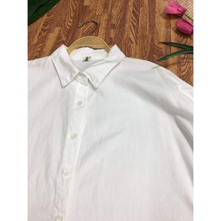 Áo sơ mi nữ trắng trơn from basic Unisex dài tay hàn quốc