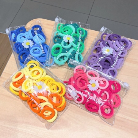Set 50 Dây Buộc Tóc Hình Hoa Cúc Nhiều Màu Sắc Cho Bé Gái