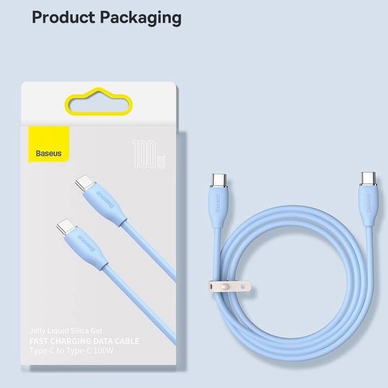 Cáp sạc 100W Baseus Jelly Liquid Type-C to Type-C dây dẻo siêu bền đồng bộ dữ liệu cao cho Android dài 120CM