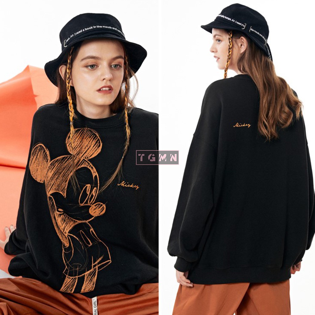 [Ảnh Thật] ÁO SWEATER UNISEX Nam Nữ Dáng Rộng ULZZANG In Chuột Mickey TGMN