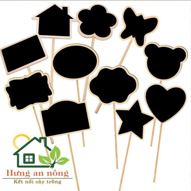 Thẻ trụ gỗ bản đen size trung dùng ghi tên giống cây, trang trí hoặc làm ghi chú sự kiện, tiệc ( Tổng 18cm )